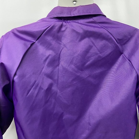 LSU Tigers Purple Snap-up Chalk Line Nylon Jacket w/ fleece lining Size S USA - Picture 9 of 16